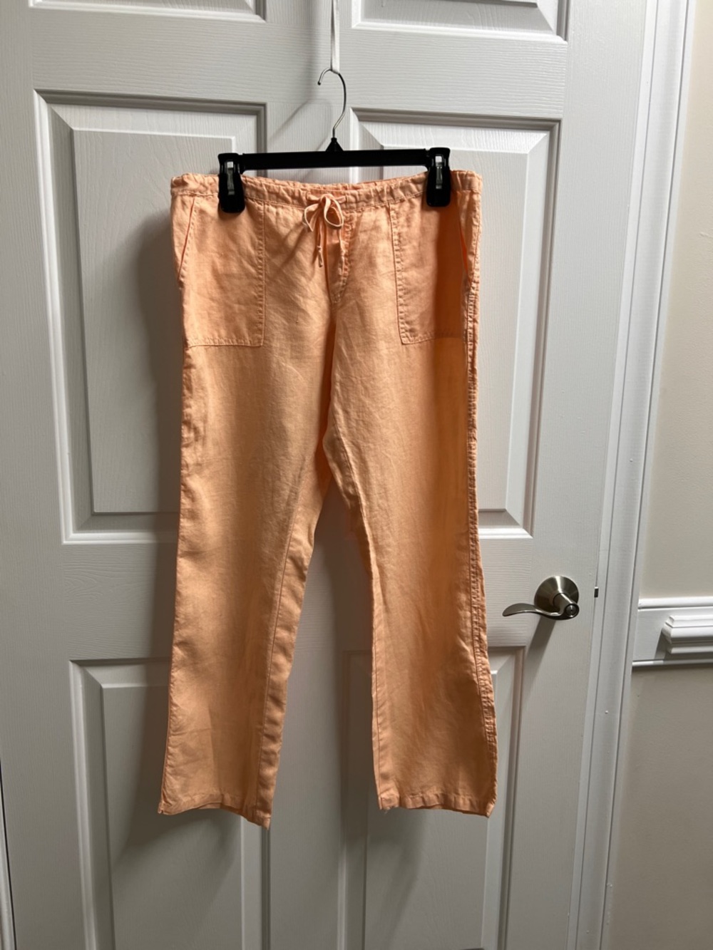 Victoria's Secret beach pants Peach orange Drawstring Trousers 8 linen inseam 28